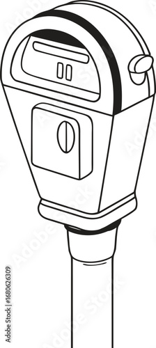 Modern parking meter with illuminated digital display and payment options on a clean white background for urban convenience