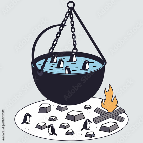 illustration of a cast iron cauldron