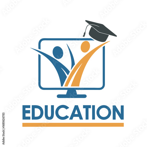 Computer education logo design Flat Vector 