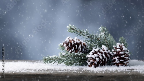 Pinecones dusted with snow whisper winter solstice secrets, evoking Yule magic and Nordic frost tales, serene holiday tranquility