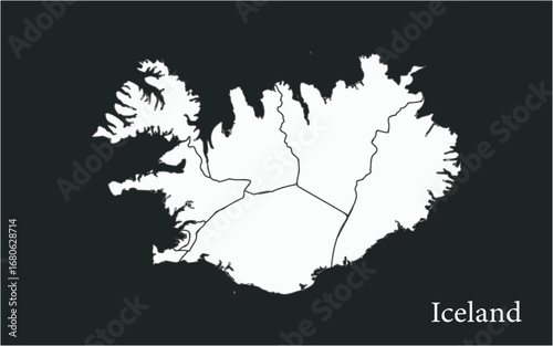 High detailed vector map of Iceland