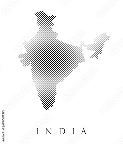 India map of black dots on white background 