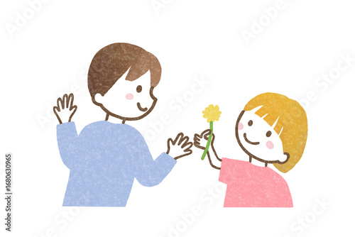花を差し出す女の子