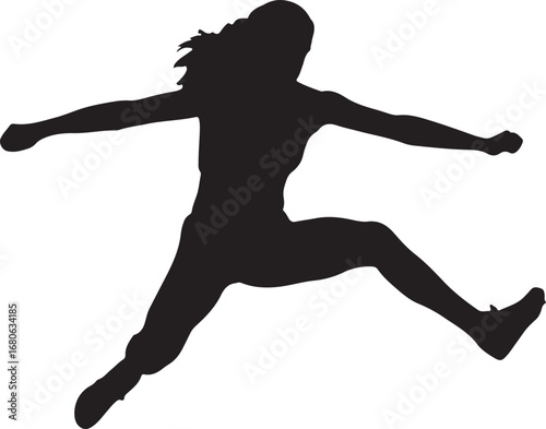 Silhouette of athlete jumping over hurdle in track and field race hurdle race sport