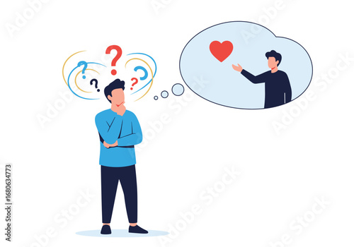 A person thinking about love and relationships while feeling confused about their emotions and future decisions