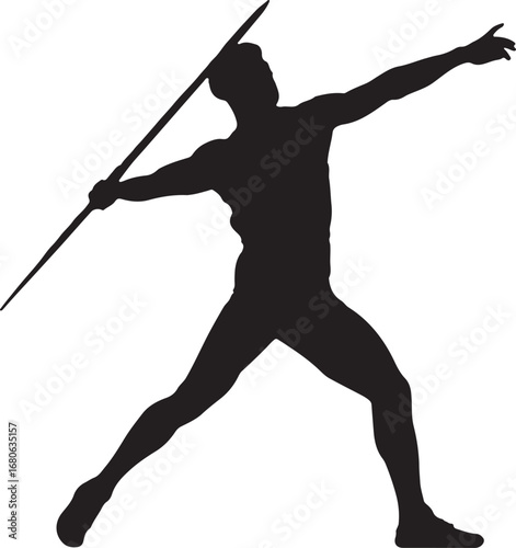 Silhouette of male athlete throwing javelin in action pose javelin throw sport