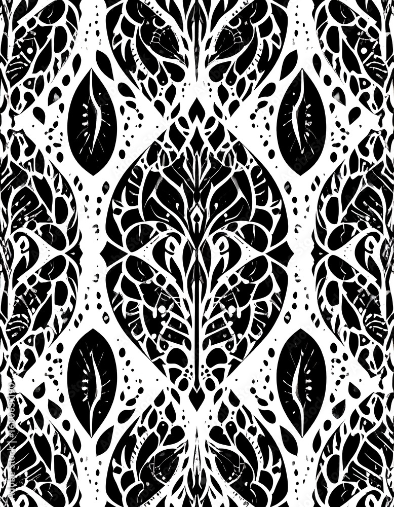 Intricate black and white symmetrical pattern Intricate black and white symmetrical pattern
