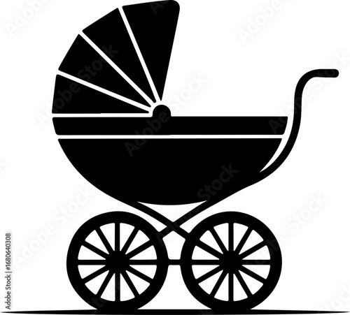 Modern baby carriage silhouette vector  illustration