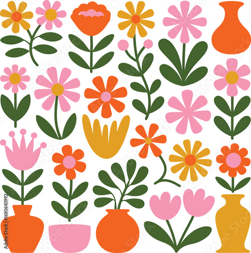 Vibrant Floral Delight A Colorful Array of Blossoms and Decorative Plants for Seasonal Designs and Creative Projects 