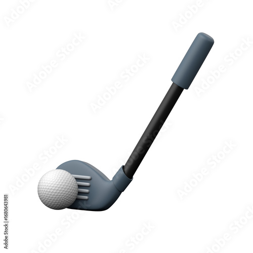 3d style icon of club game, golf game 3d illustration