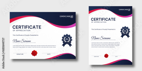 Modern certificate design template for diploma, award and appreciation