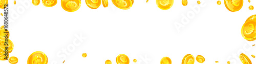 European Union Euro coins falling. Scattered gold