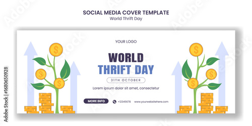Hand Drawn Cartoon Style World Thrift Day Social Media Cover Illustration