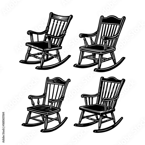  classic-rocking-chair-flat-illustration---vintage vactor desgin
