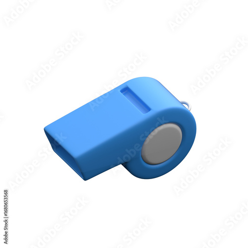 Here is a 3d icon of referee whistle denoting concept of sports rules, authority and fair play