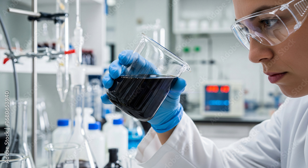 custom made wallpaper toronto digitalScientist Analyzing Viscous Black Liquid Coal Tar in Transparent Glass Beaker Inside Laboratory Setting