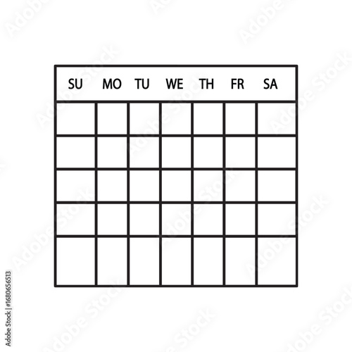 Monthly Calendar Grid Symbol