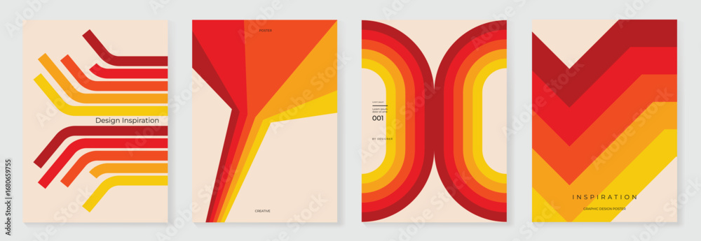 custom made wallpaper toronto digitalAutumn gradient poster on beige background vector set. Minimalist cover template with orange tone geometric shape in different shape. Ideal design for social media, banner, autumn season card.