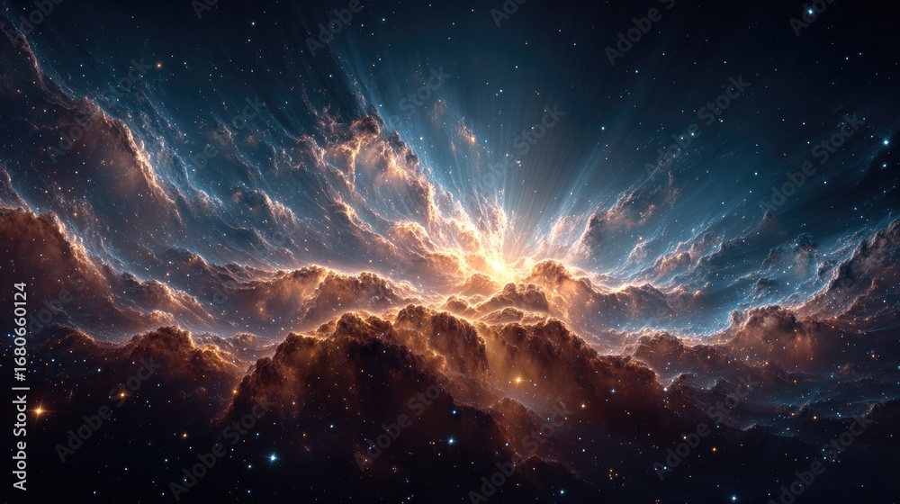 Fototapeta premium Cosmic clouds ignite with stellar light