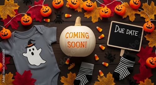 Halloween Baby Announcement - Coming Soon Due Date.
