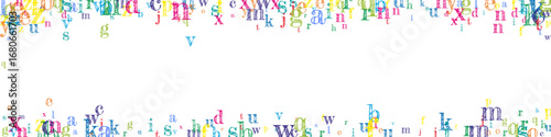 Flying latin letters. Colorful childish scattered