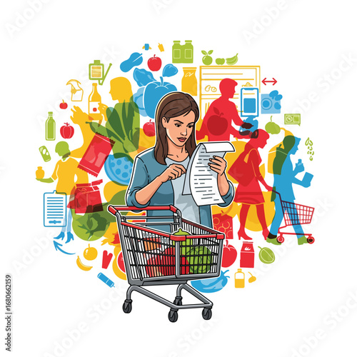 Grocery store shopping vector illustration