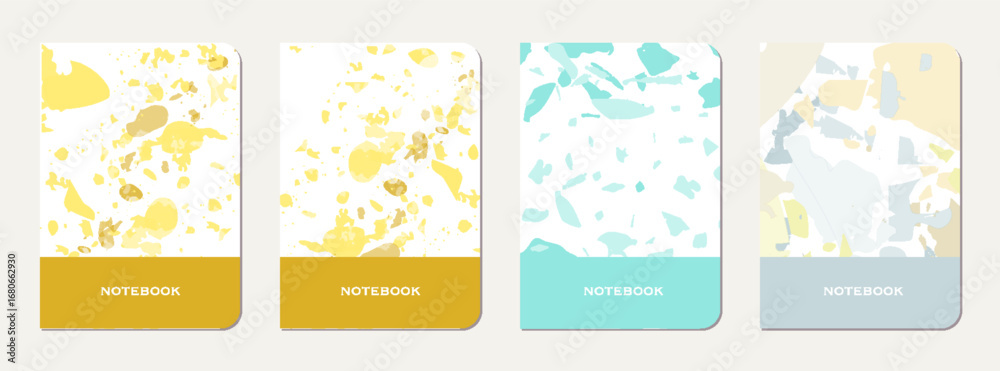Naklejka premium School diary cover design. Terrazzo abstract