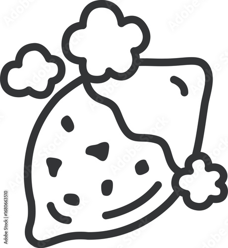 ホカホカの、焼き芋のアイコン（線画）のイラスト