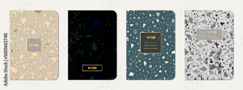 Note book cover design. Terrazzo abstract