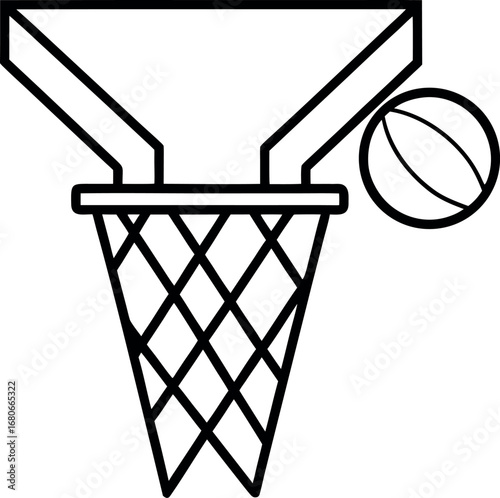 Basketball Hoop Net with Ball Passing Through the Rim for a Perfect Score