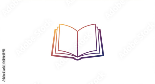 minimalist open book with colorful gradient outline