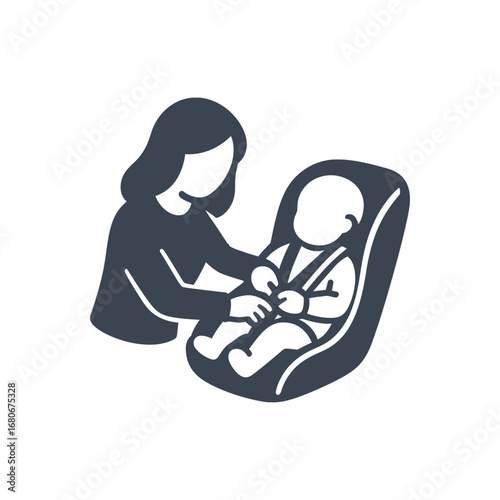 Photos Mother Securing Carseat Icon