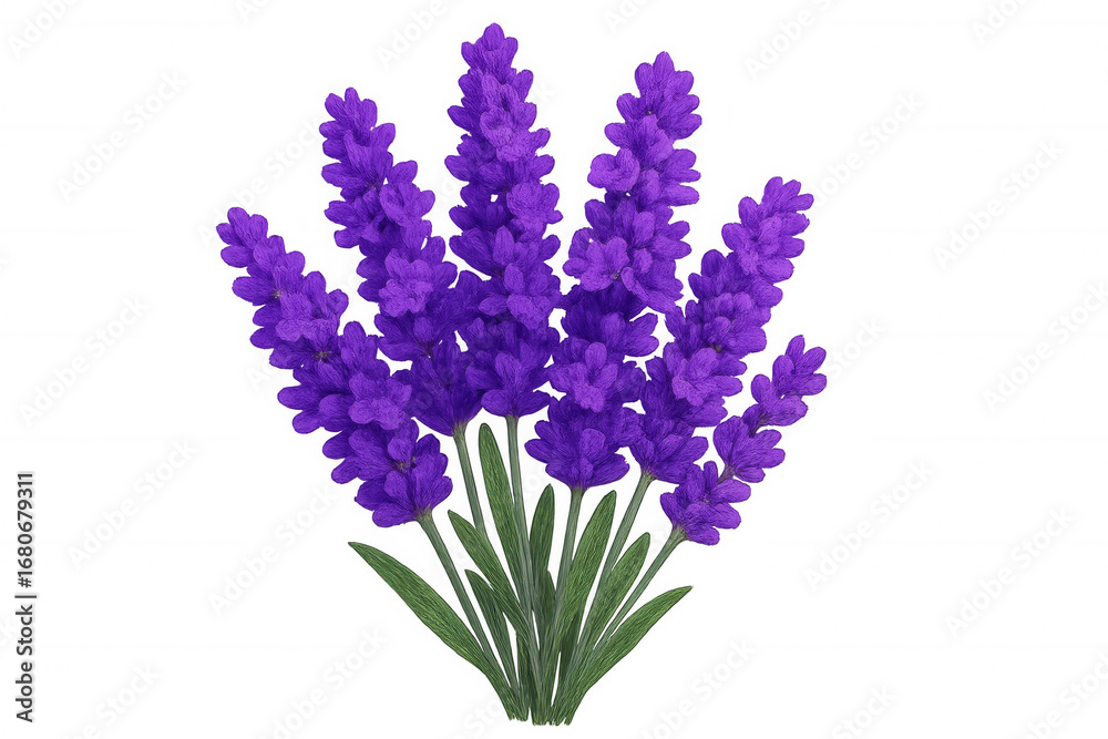 Obraz premium Vibrant lavender flowers creating a beautiful bouquet on a transparent background, ideal for various design projects