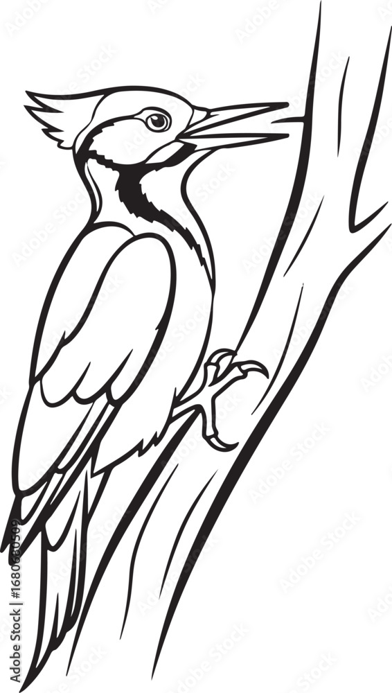 Obraz premium a woodpecker Line Art Vector Illustration