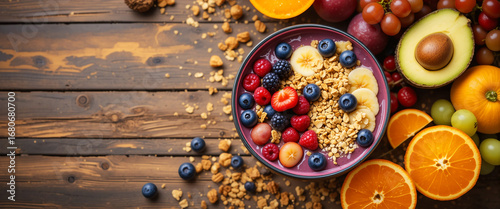 Healthy Breakfast Bowl with Oats, Fruits, and Nuts – Colorful Superfood Meal