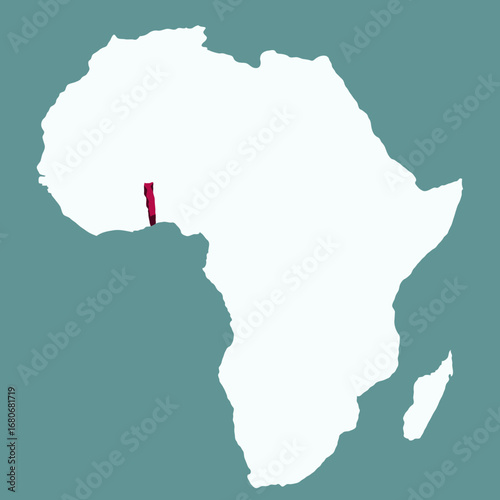 Togo Country highlighted 3D map on Africa continent map vector illustration	