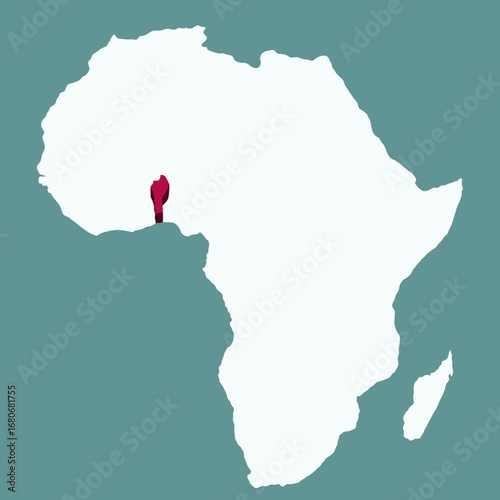 Benin Country highlighted 3D map on Africa continent map vector illustration	