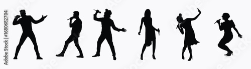 flat silhouette singers vector