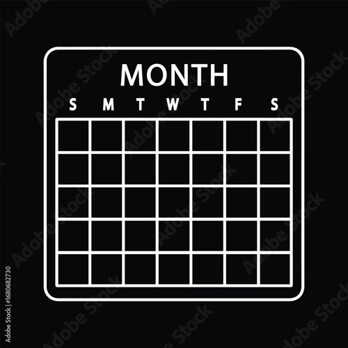 Monthly Calendar Grid Symbol