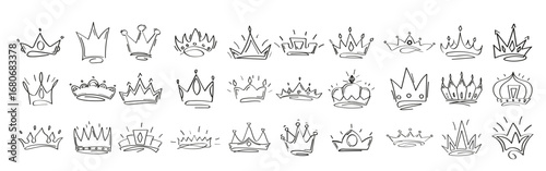Set of Crown Sketches vector illustration