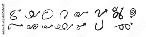 set of hand drawn Sketchy Arrow Collection Vector Doodles on isolated  vector illustration.