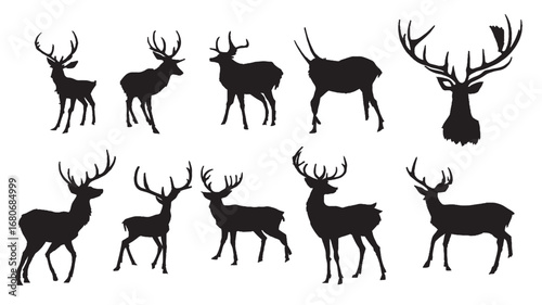deer silhouette set vector illustration
