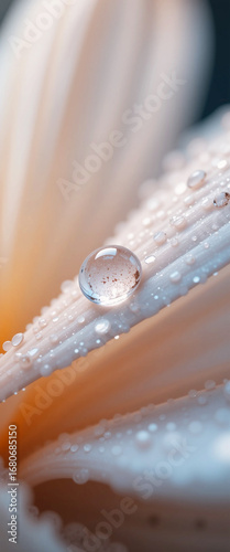 Closeup of White Flower Petals with Dew Drops – Fresh Nature Macro