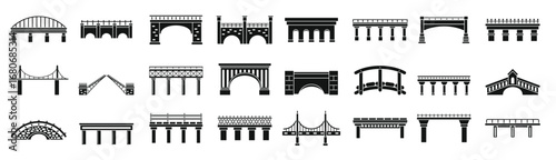 Road bridges icons set vector illustration