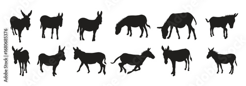  donkey silhouette vector illustration set