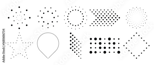  set of halftone dots vector illustration isolated on white