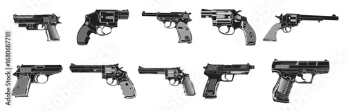 Set of handguns vector illustration