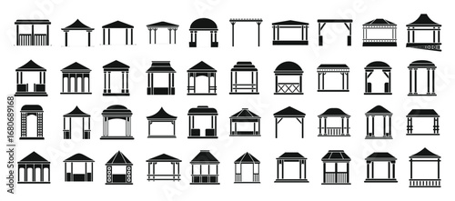  pergola icons set simple vector gazebo park vector