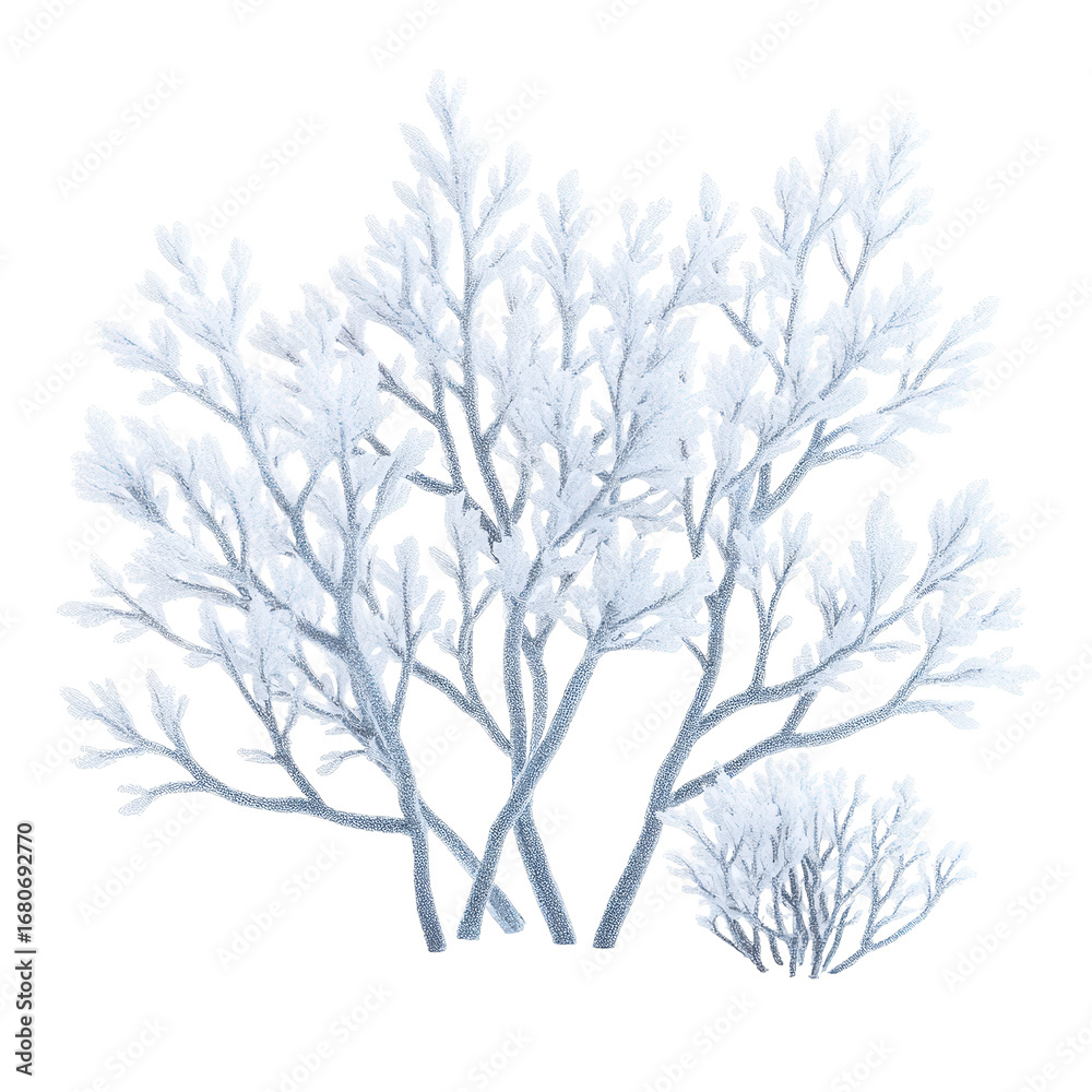 Obraz premium Artistic depiction of frosted leaves, showcasing a winter plant on a black background.