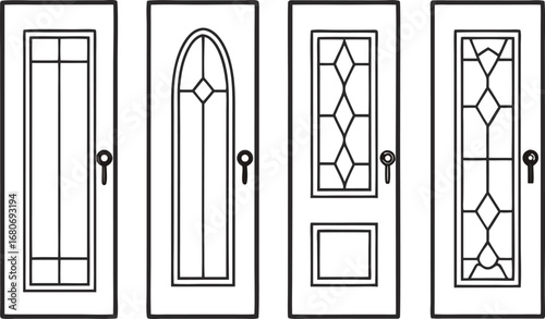 Collection of various door designs, showcasing different styles and shapes for architectural and interior design purposes